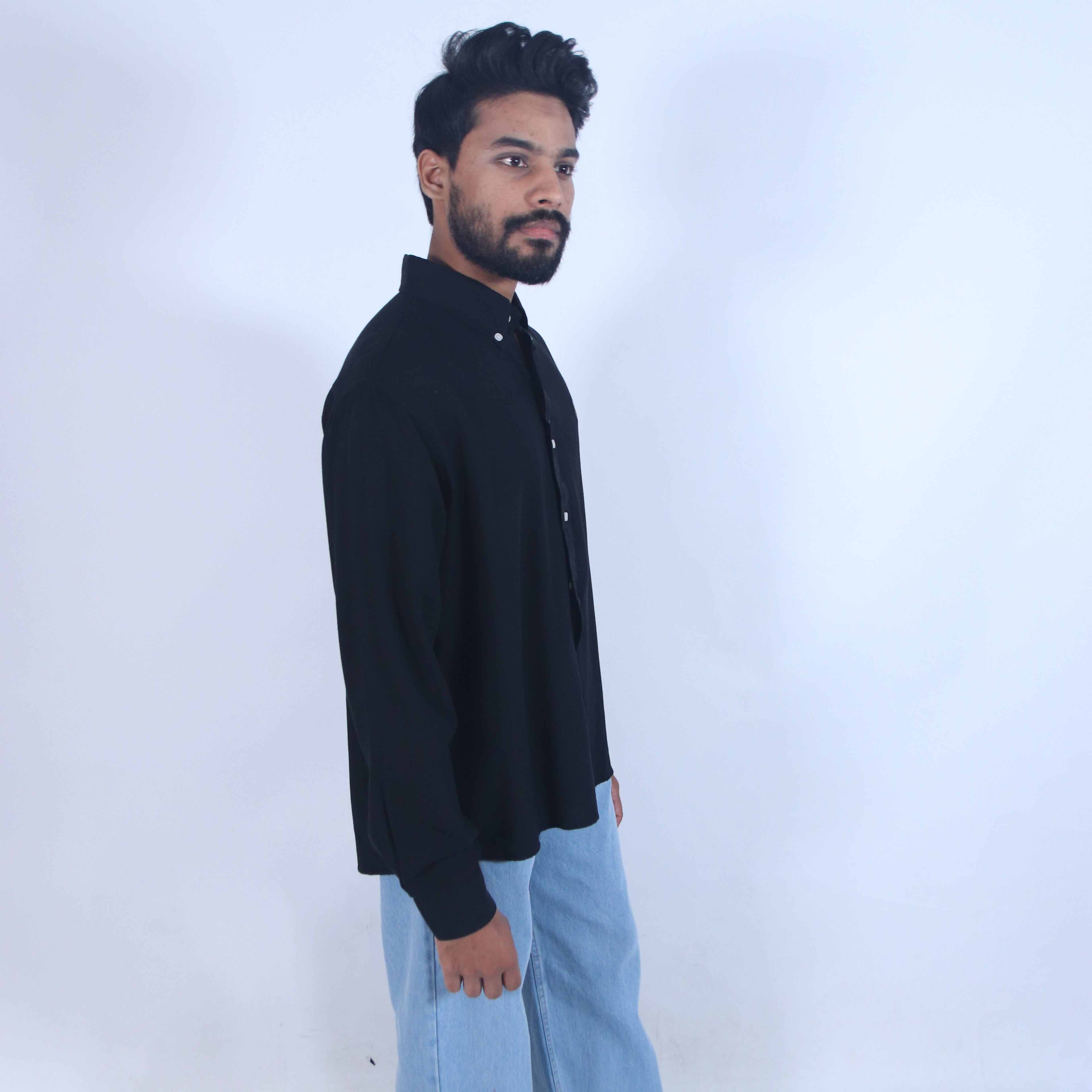 Midnight Black Relaxed-Fit Shirt