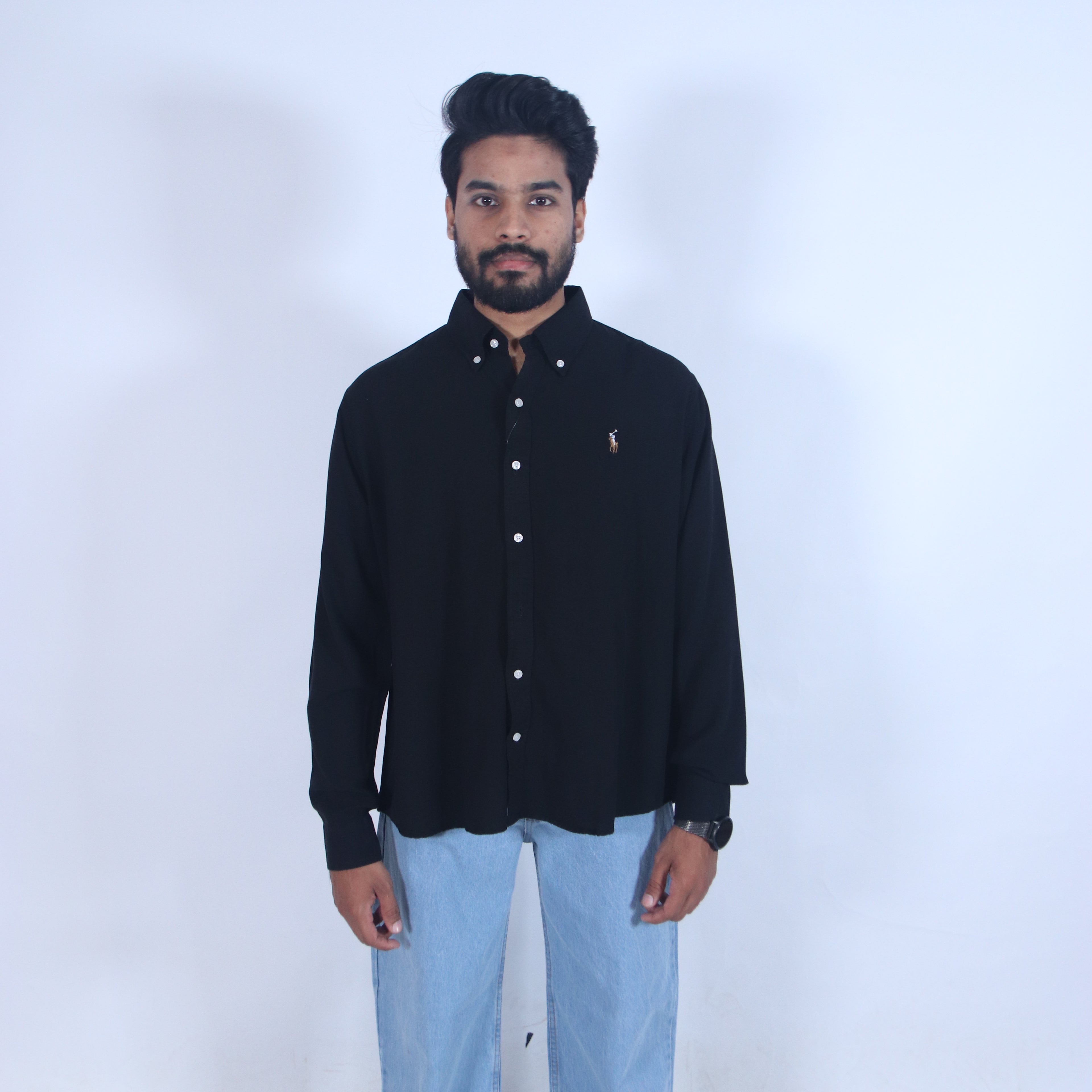Midnight Black Relaxed-Fit Shirt