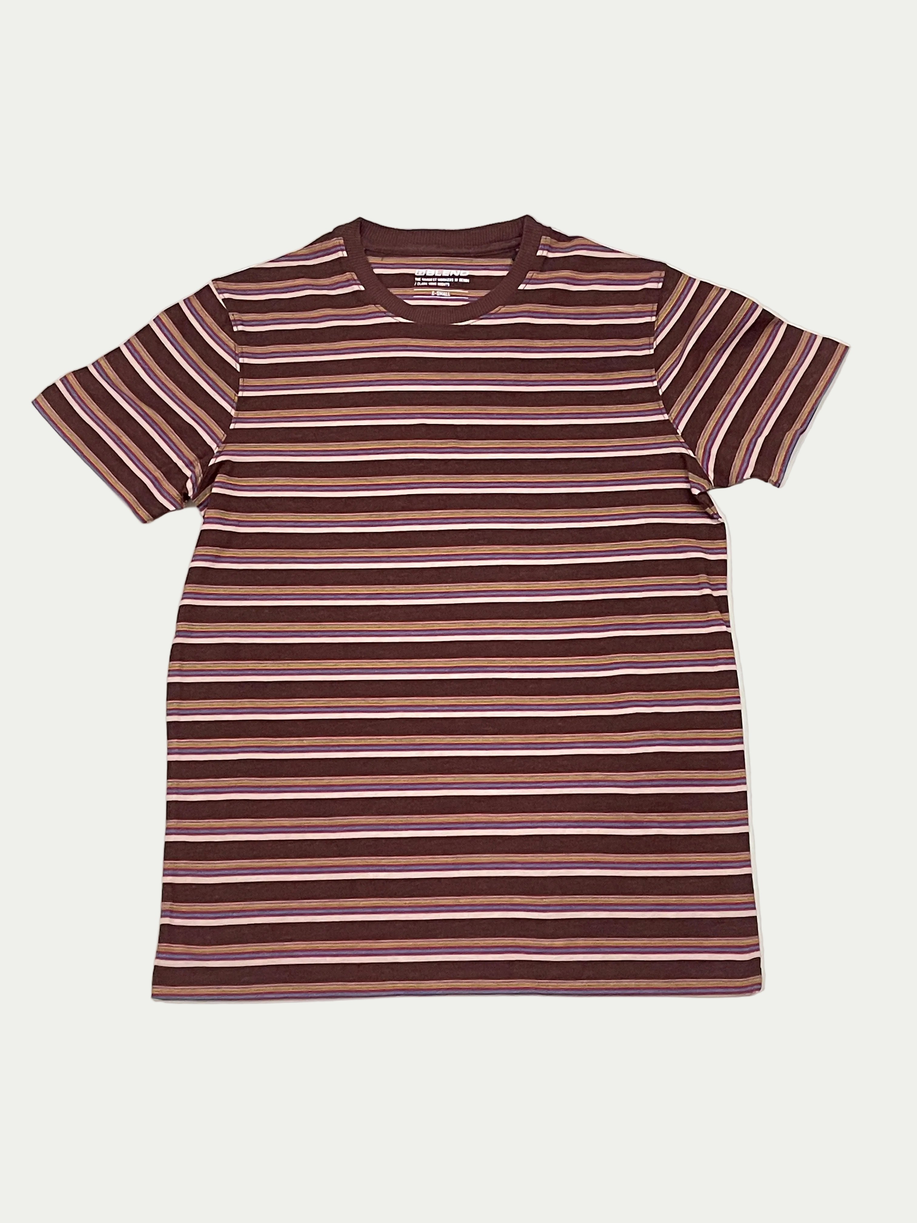 Mens T-shirt - Brown With Lines (Blend Brand) - MT03