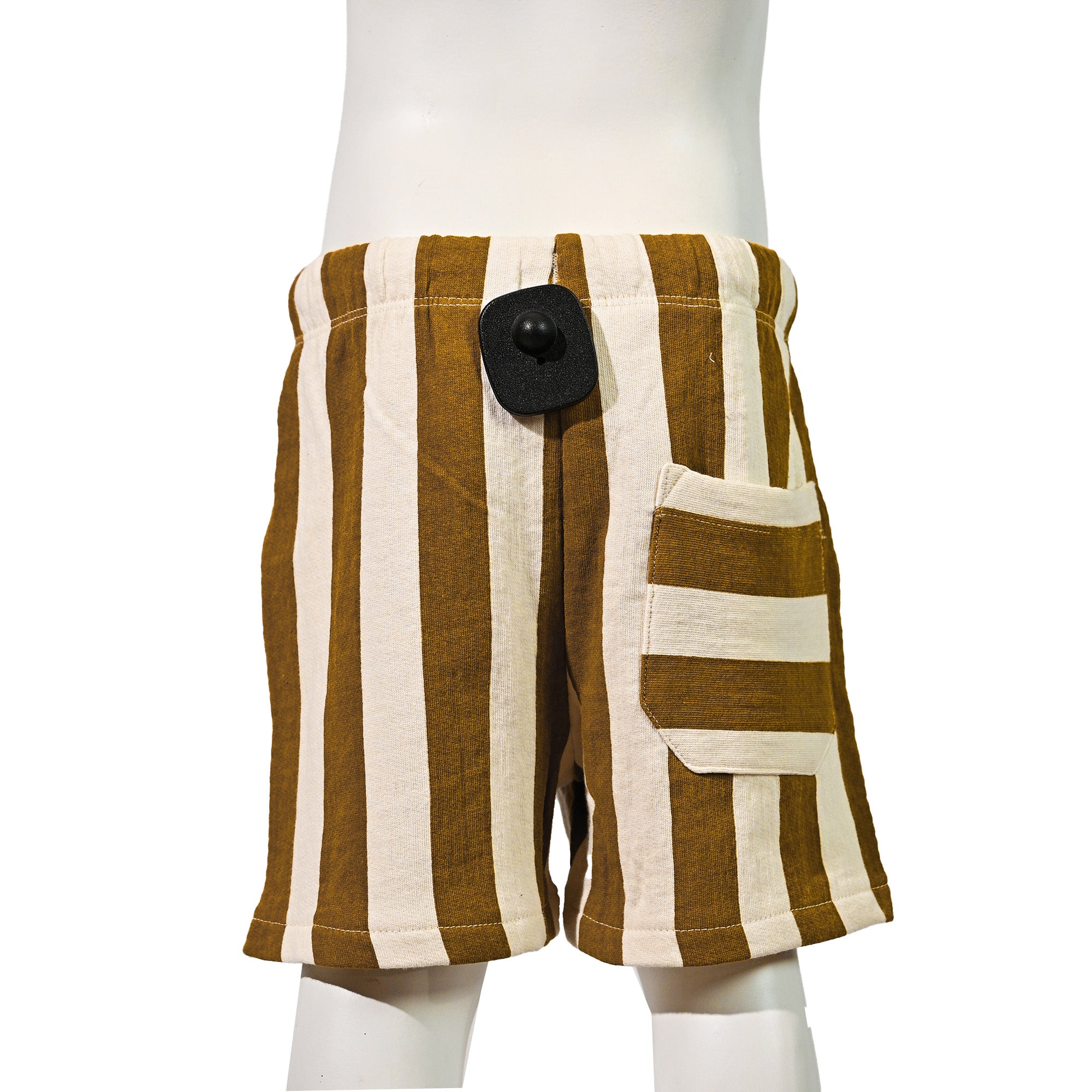 Brown &  White Striped Cotton Shorts