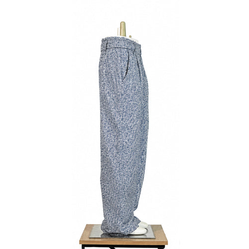 Blue Floral Printed Wide Leg Pants