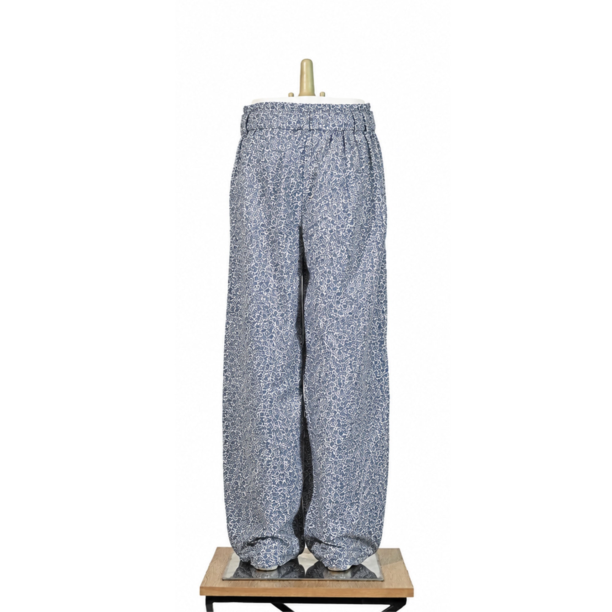 Blue Floral Printed Wide Leg Pants