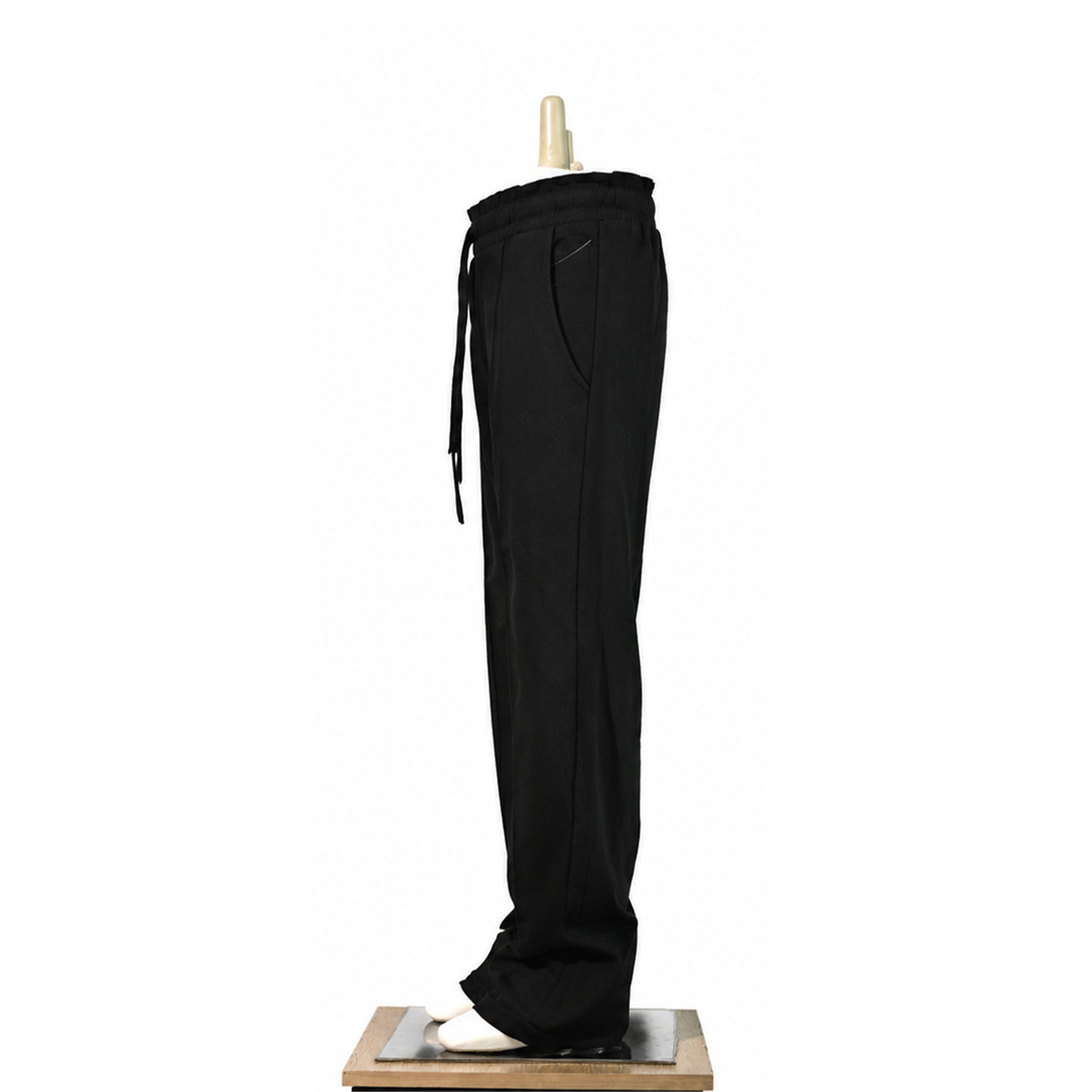 Black Relaxed Fit Drawstring Pants