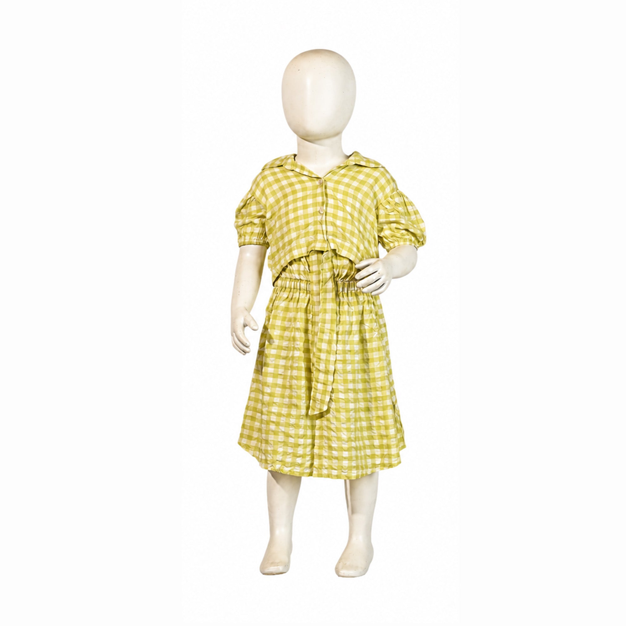 Yellow Gingham Check Shirt Dress