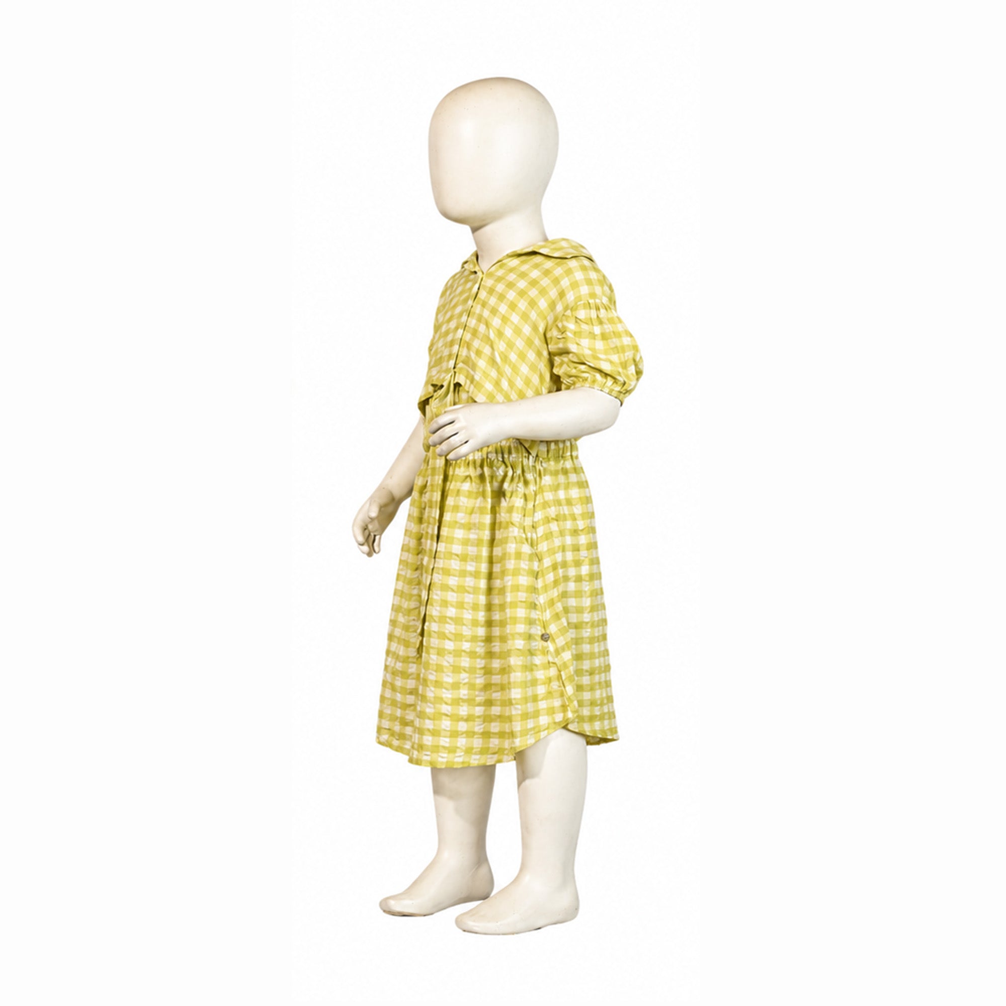 Yellow Gingham Check Shirt Dress