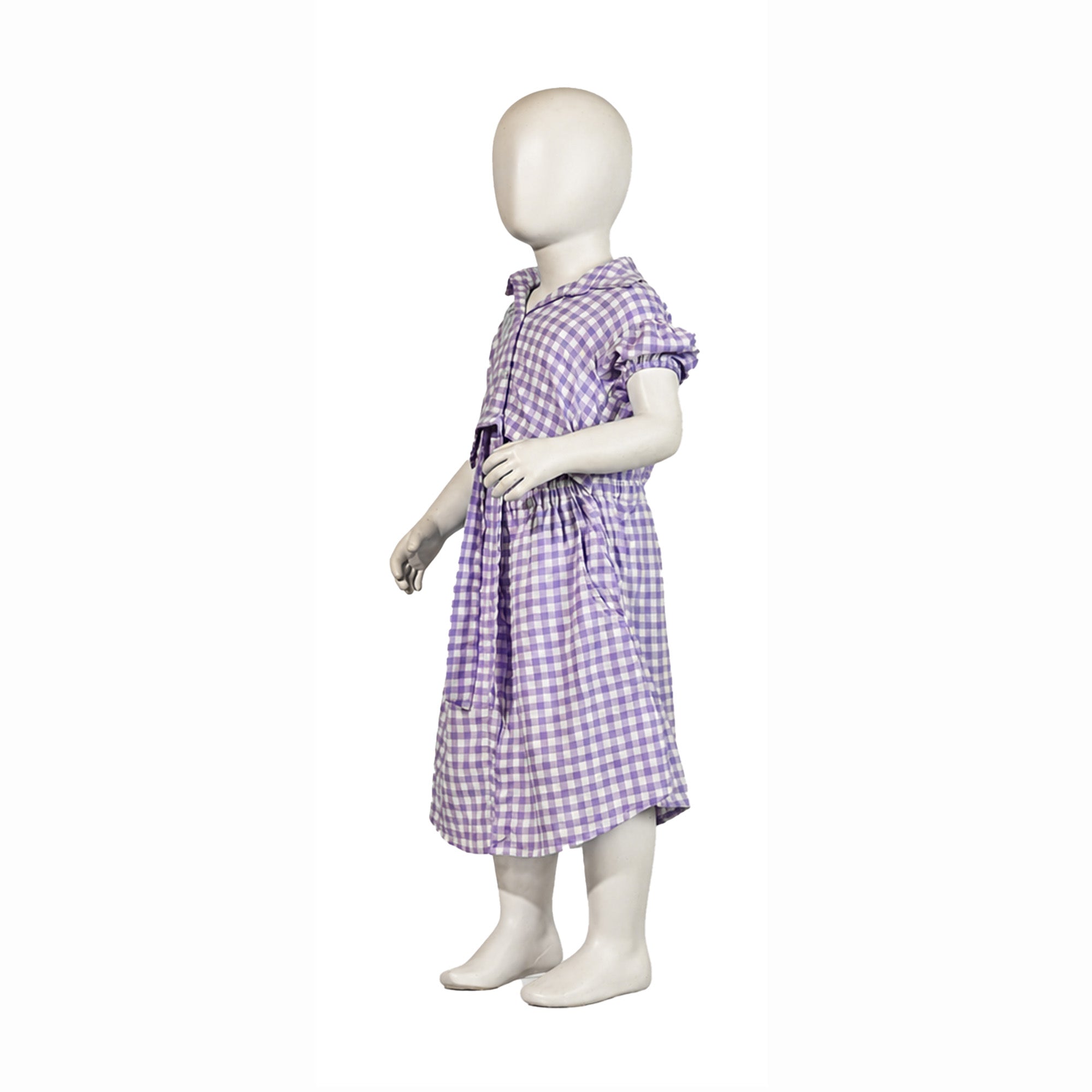 Purple Gingham Check Shirt Dress