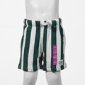 Green and White Striped Cotton Shorts