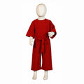 Red Belted Wide-Leg Jumpsuit