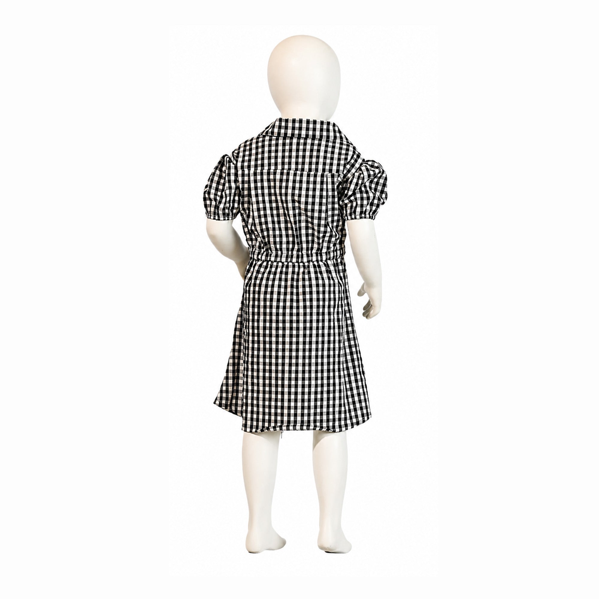 Black Gingham Check Shirt Dress