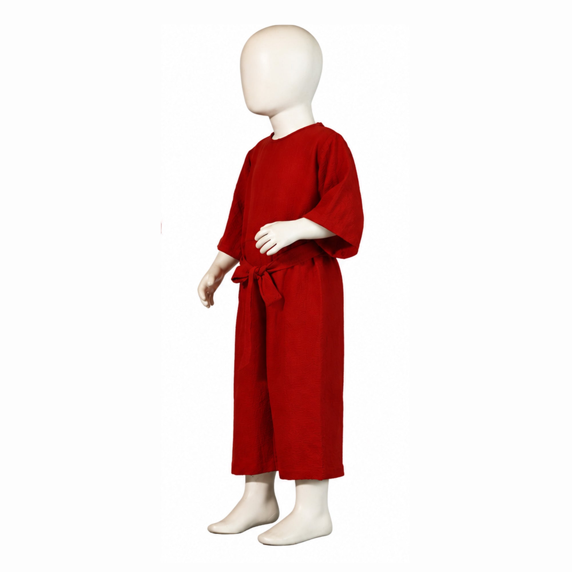 Red Belted Wide-Leg Jumpsuit