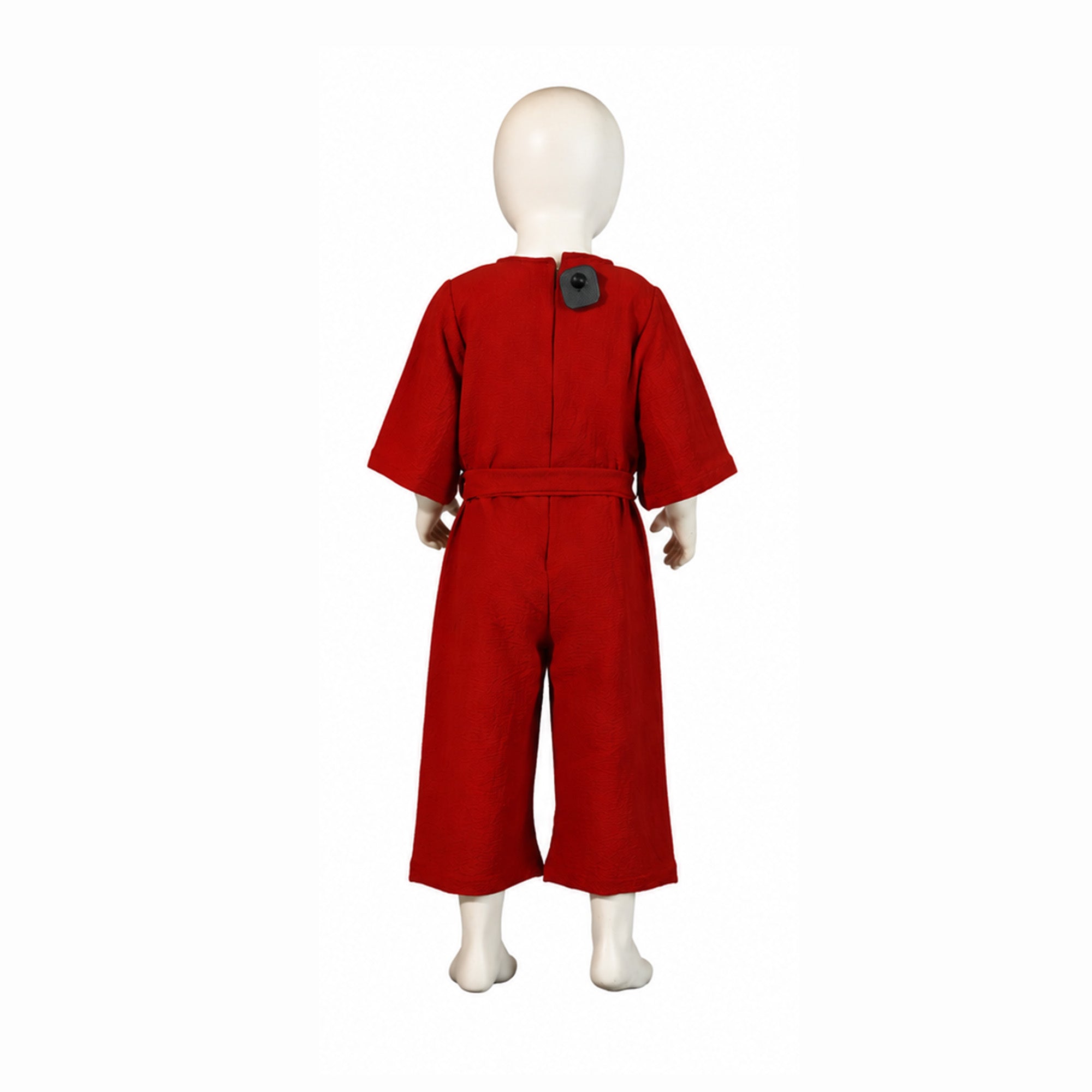 Red Belted Wide-Leg Jumpsuit