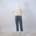 Women's V-Neck Ribbed Cardigan Top – Beige