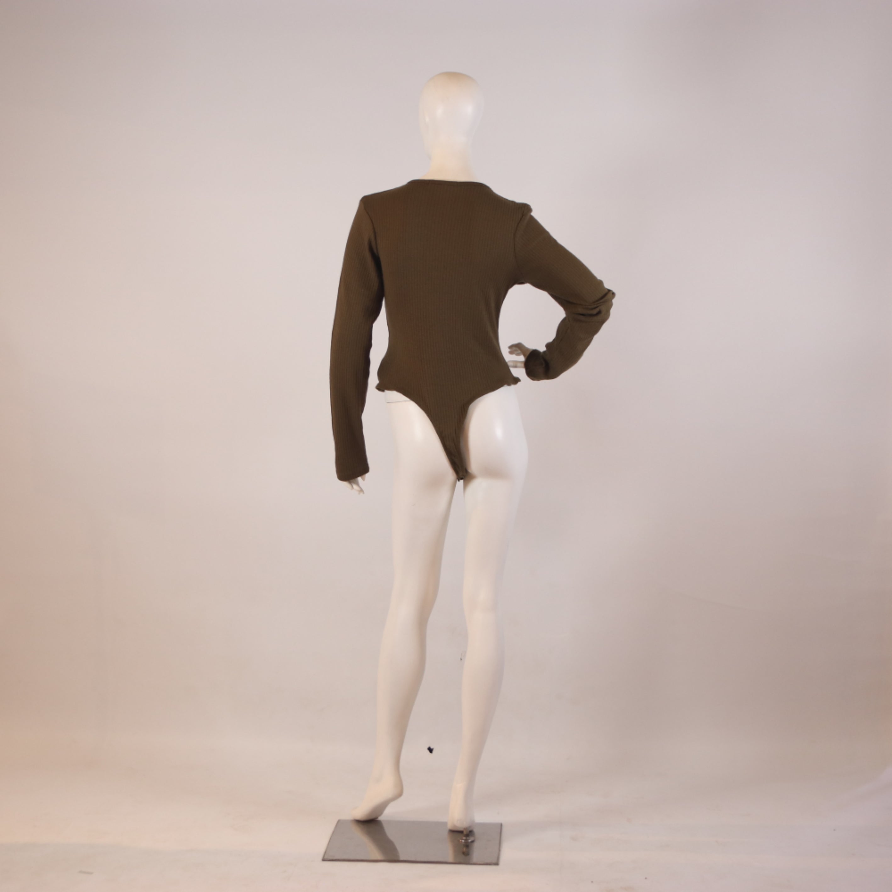 Women's Ribbed Long Sleeve Bodysuit – Olive Green