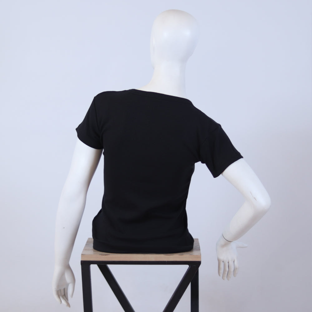 Women's Button-Down Ribbed Top – Black