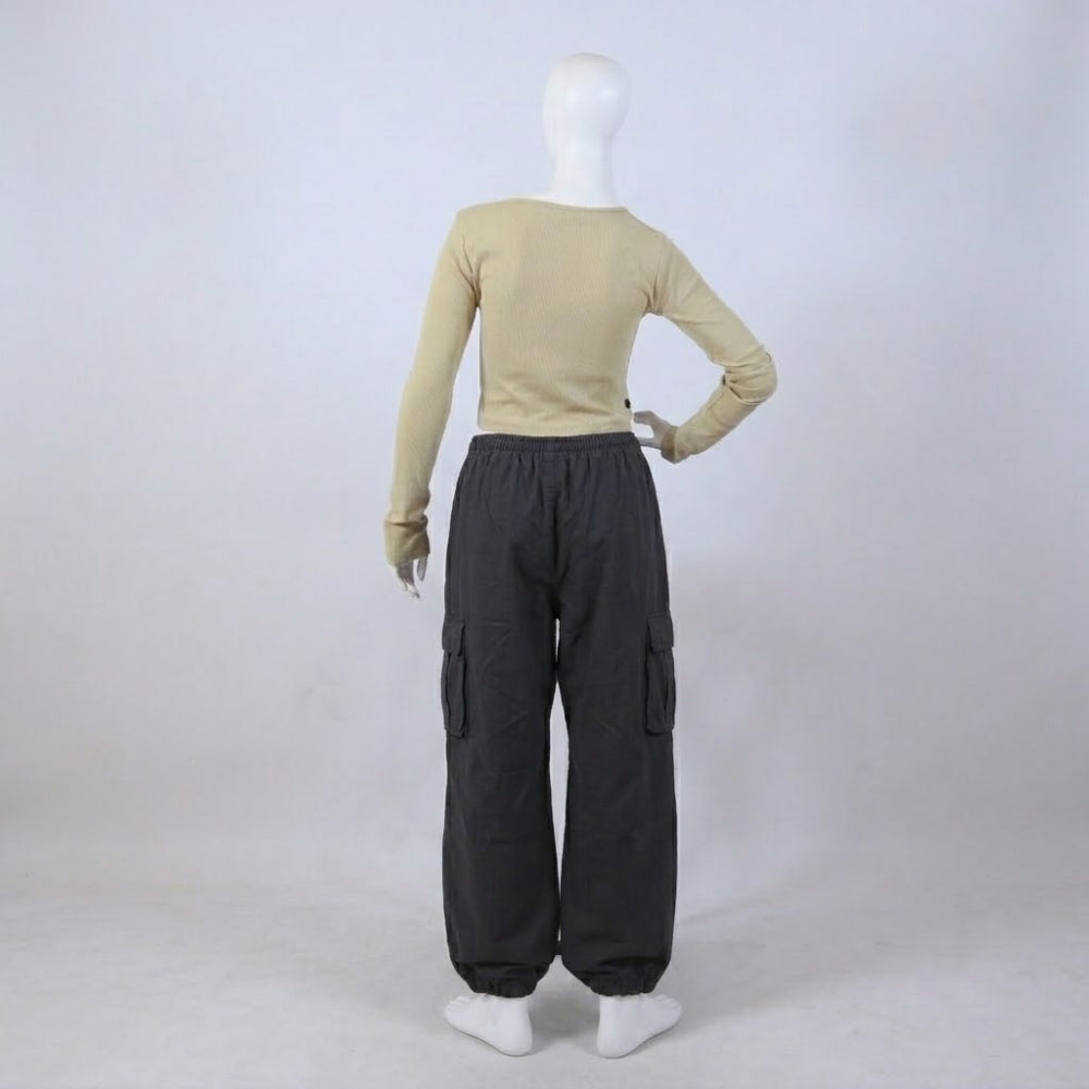 Casual Olive Green Scoop Neck Ribbed Crop Top