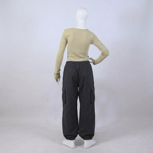 Casual Olive Green Scoop Neck Ribbed Crop Top