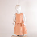 Kids Pastel Peach Eyelet Chikankari Sleeveless Frock Dress with Front Bow