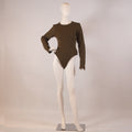 Women's Ribbed Long Sleeve Bodysuit – Olive Green
