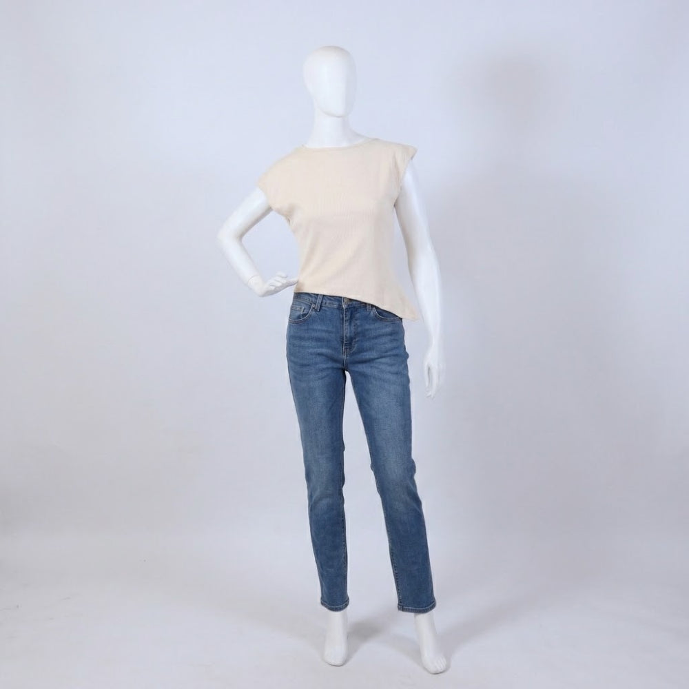Women's Cream Cap Sleeve Top