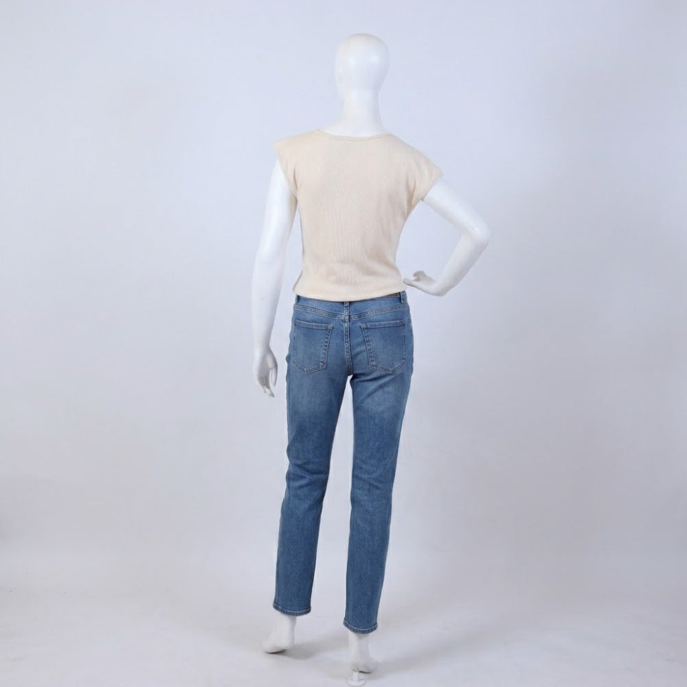 Women's Cream Cap Sleeve Top
