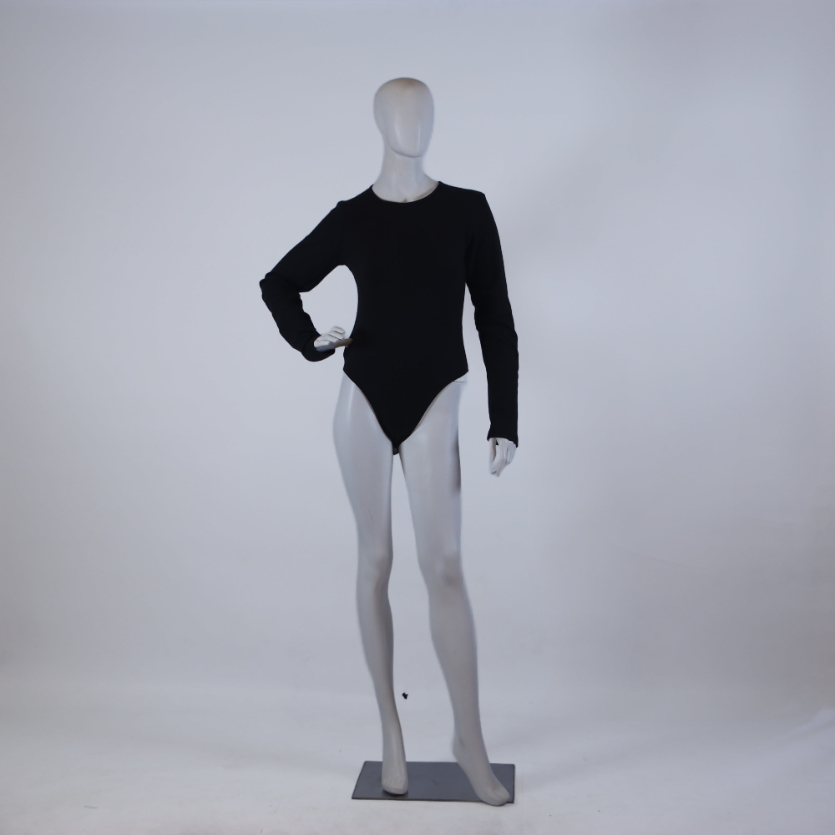 Women’s Classic Crew Neck Full-Sleeve Bodysuit – Midnight Black