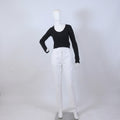 Classic Black Scoop Neck Ribbed Long Sleeve Crop Top