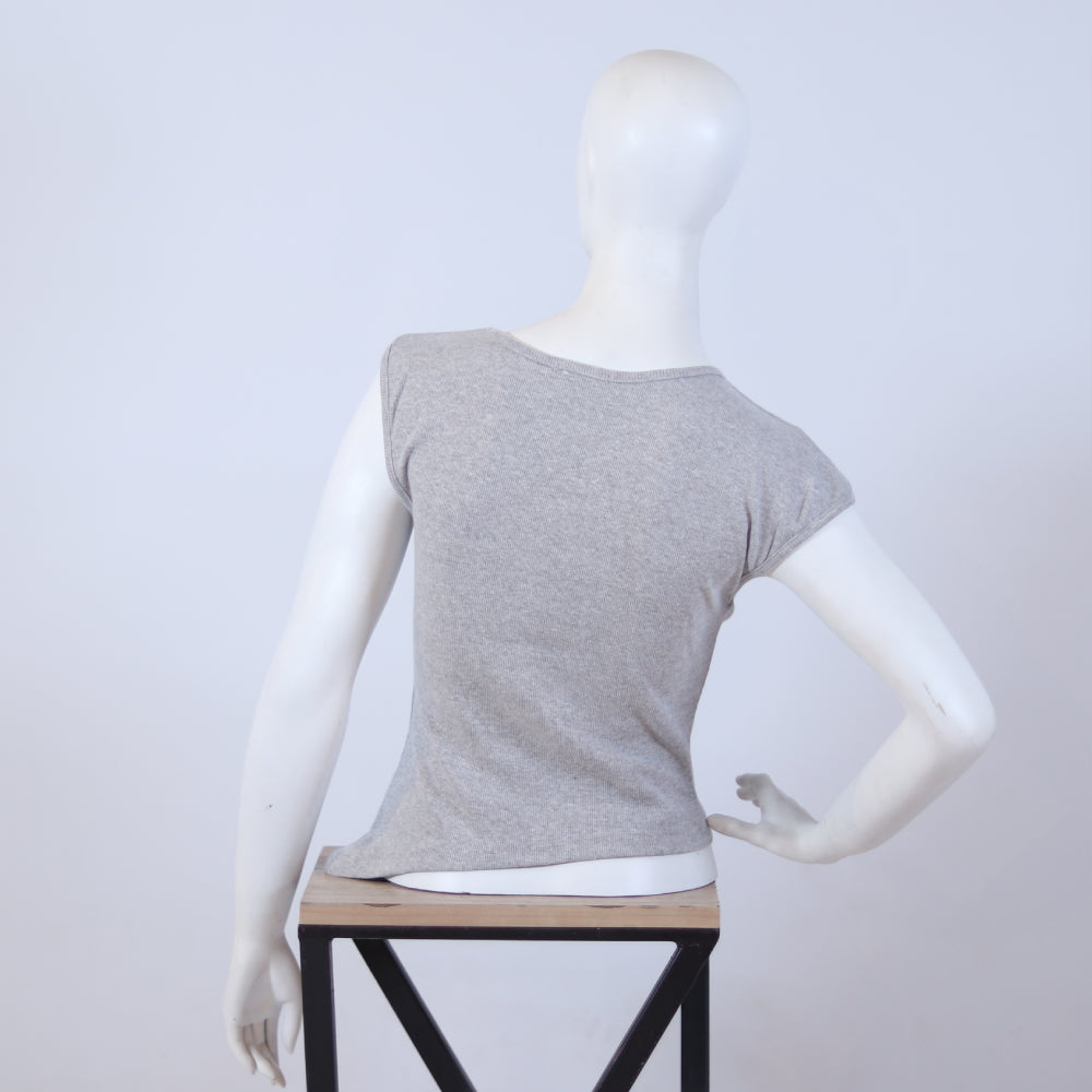 Women's Light Grey Cap Sleeve Top