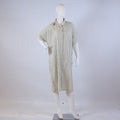 Cream & Olive Green Fine Striped Court Dress – Loose Fit Casual Midi Shirt-Dress