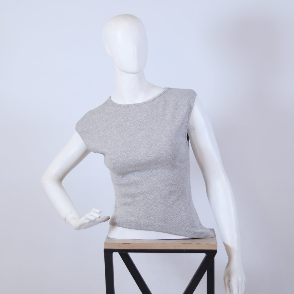 Women's Light Grey Cap Sleeve Top