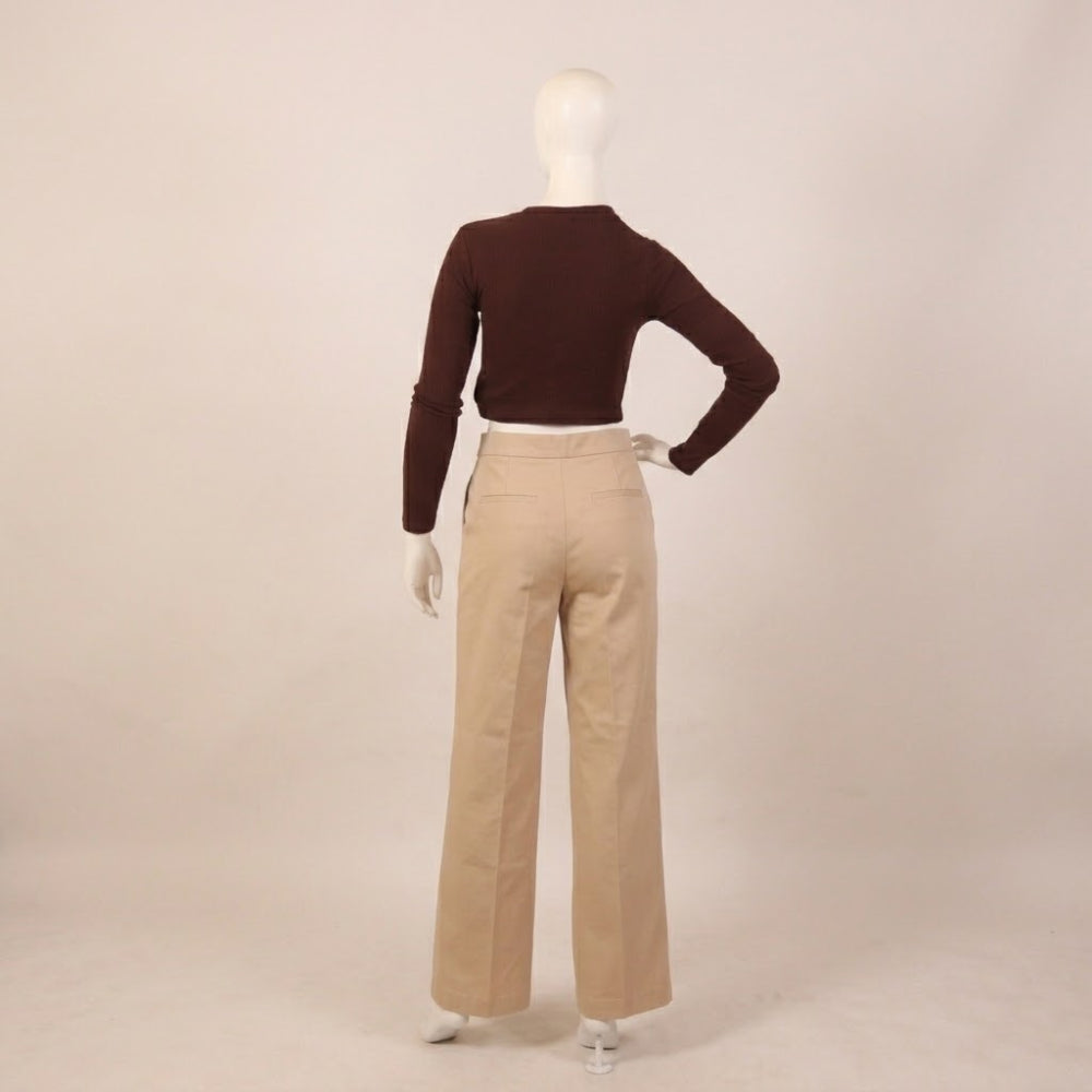 Chic Chocolate Brown Button-Up Ribbed Cardigan Crop Top