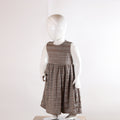 Kids Elegant Taupe Brown Textured Sleeveless Frock / Dress