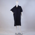 Classic Jet Black Court Dress – Relaxed Fit Casual Midi Shirt-Dress