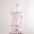 Kids Multi-Shade Purple Polka Dot Flounce Sleeve Top & Trouser Co-Ord Set