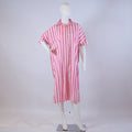 Pink & Off-White Striped Court Dress – Relaxed Fit Casual Midi