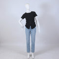Women's Button-Down Ribbed Top – Black