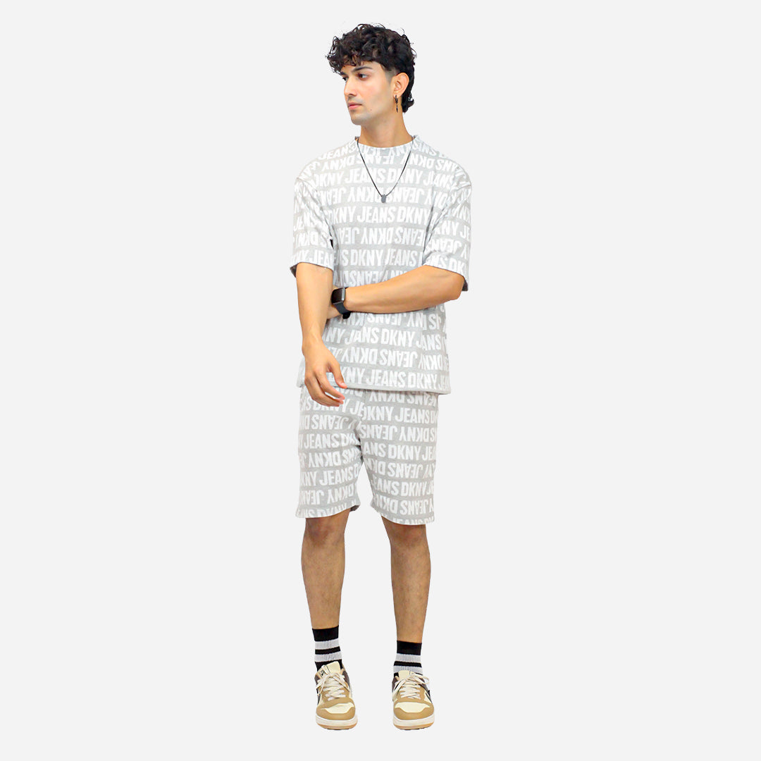 DKY Men's  Grey Color Shorts & T-Shirt Suit