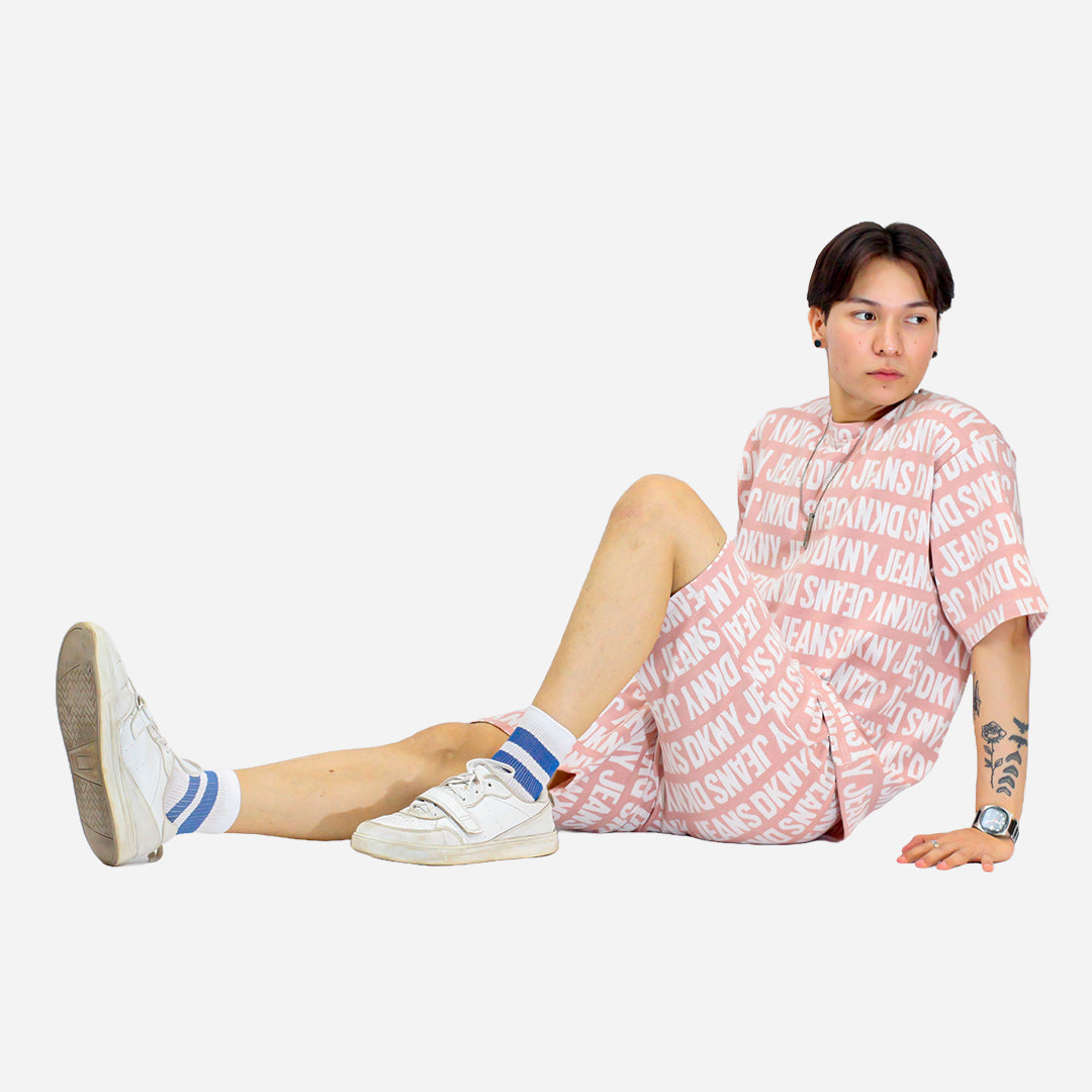 DKY Men's Pink Color Shorts & T-Shirt Suit