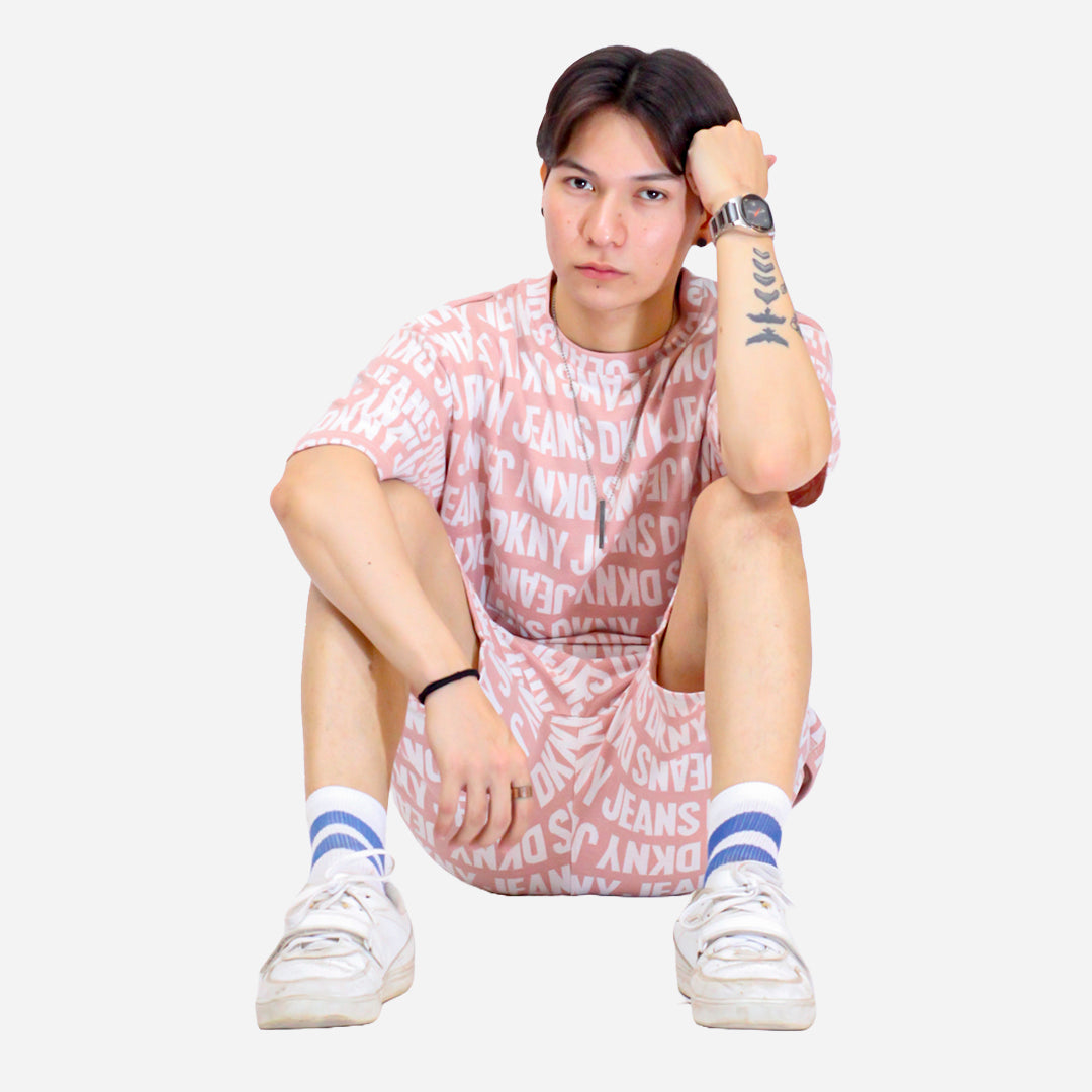 DKY Men's Pink Color Shorts & T-Shirt Suit