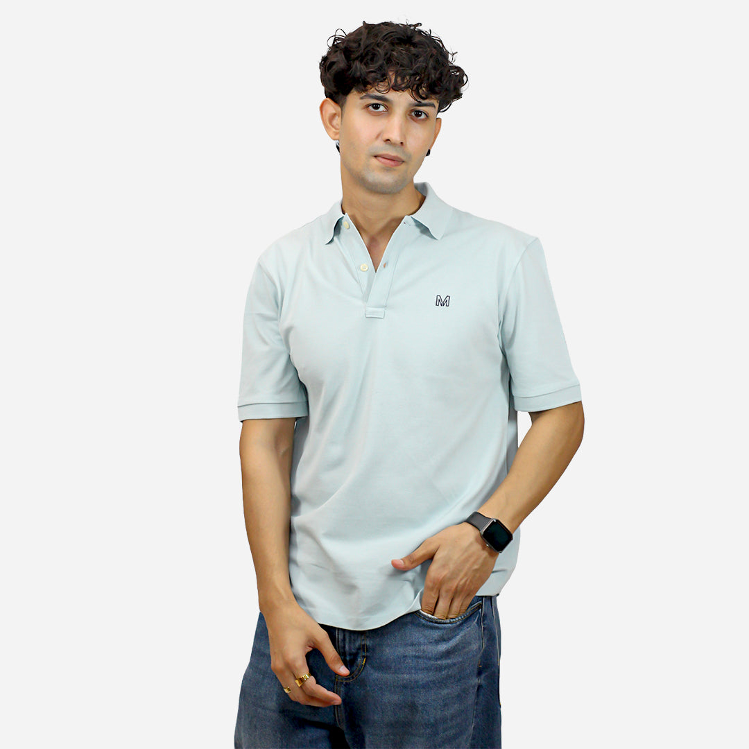 MM Men's Sea Green Color Polo T-shirt