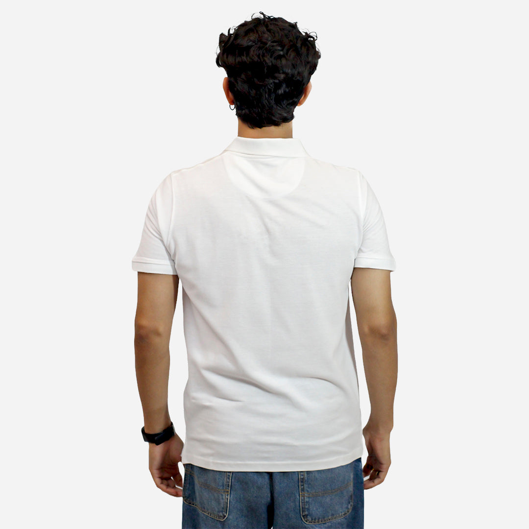 MM Men's White Color Polo T-Shirt