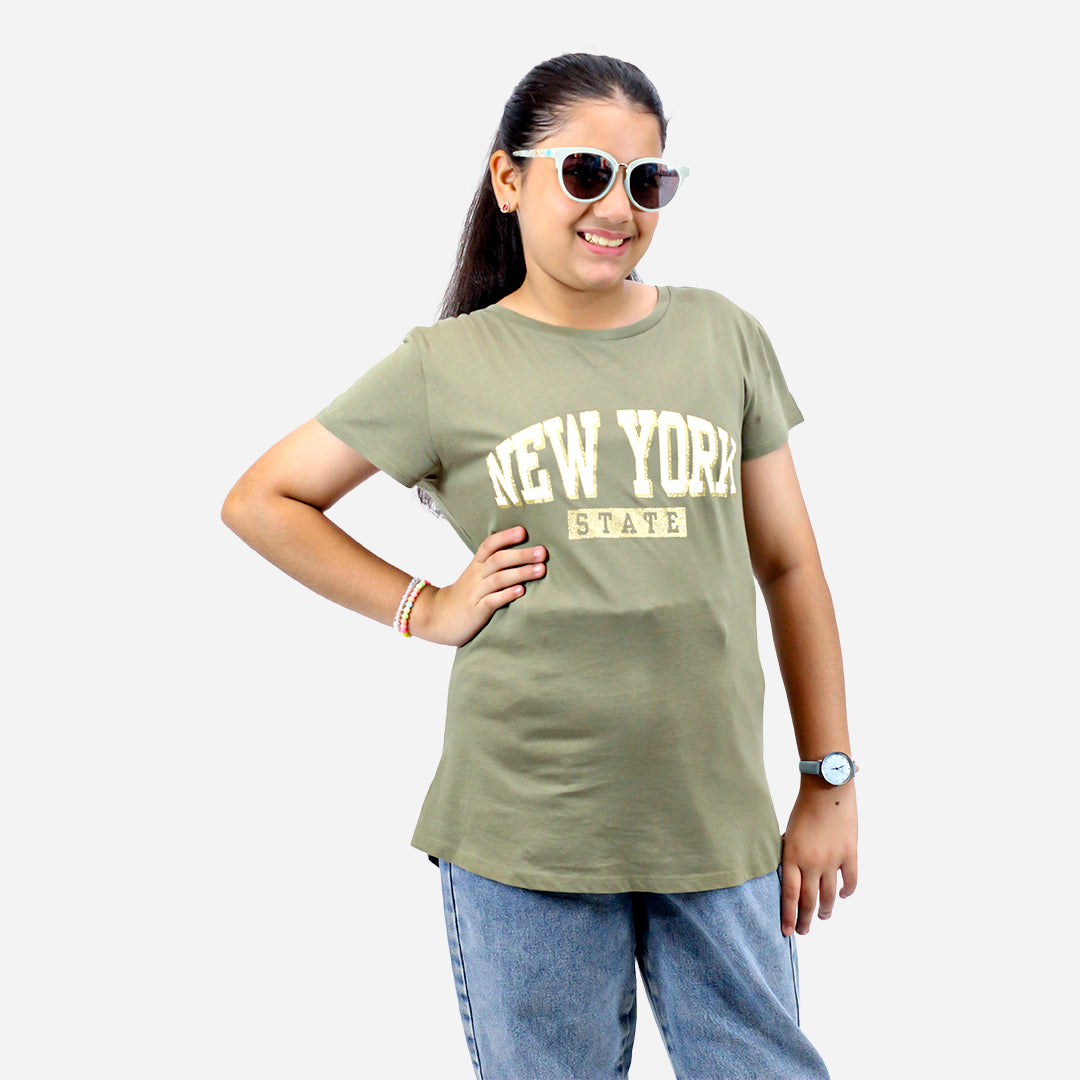 HM Girls Green Color T-shirt