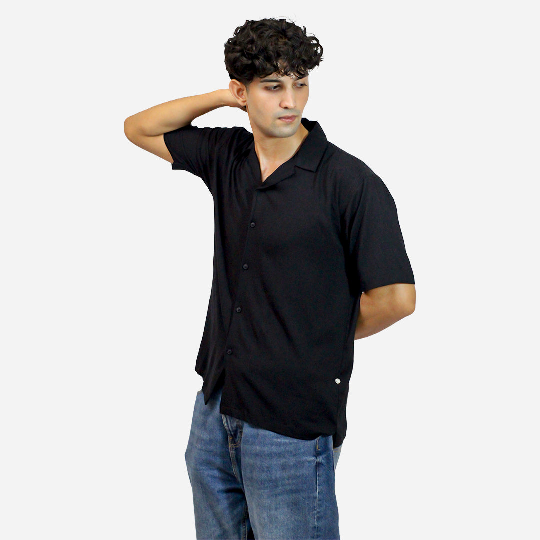 ZG Men's Black Color Half Sleeves Shirt