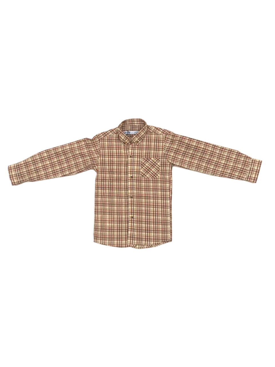 Long-Sleeve Plaid Flannel Shirt – Blue/Cream Check -  BS-10