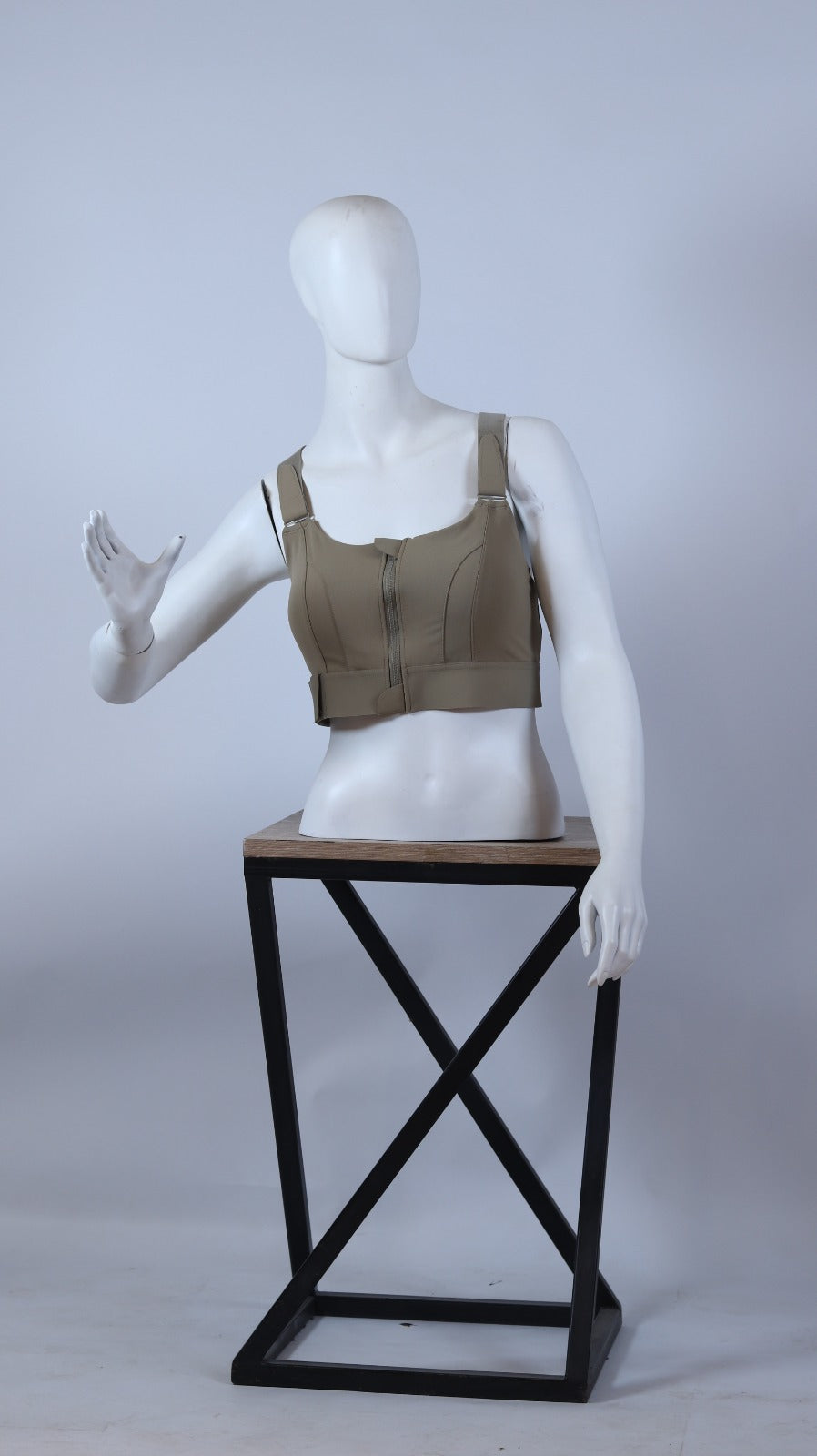 Premium High-Impact Front-Zip Sports Bra - Sage Green