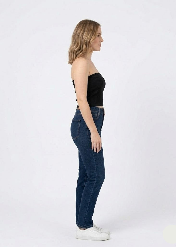 Ribbed Knit Tube Top in Black (W-32)