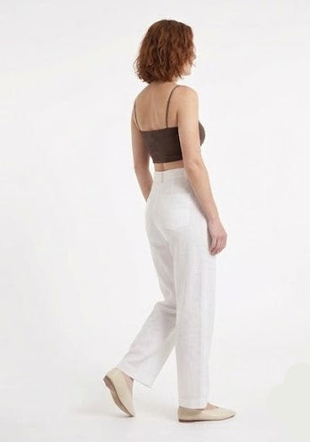 Chocolate Brown Straight-Neck Crop Top - (W-28)