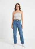 Heather Grey Ruched Halter Crop Top- White (W-34)