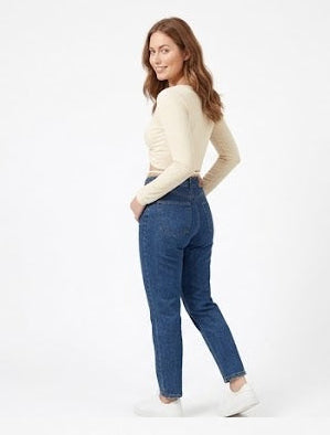 Ribbed V-Neck Twist-Front Crop Top in Cream (W-33)