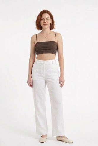 Chocolate Brown Straight-Neck Crop Top - (W-28)
