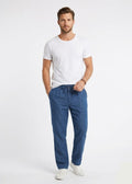 Men’s Relaxed Fit Linen Drawstring Trousers - Indigo Blue (MTR-22)
